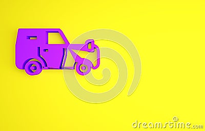 Purple Off road car icon isolated on yellow background. Jeep sign. Minimalism concept. 3d illustration 3D render Cartoon Illustration