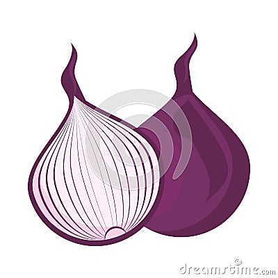 Purple onion healthy vegetable isolated style icon Vector Illustration