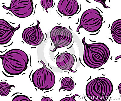 Purple Onion Seamless Pattern Stock Photo