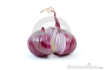 Purple onion sliced on half Stock Photo