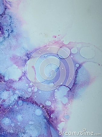 Purple pink and blue alcohol ink watercolour background in bled gradient Stock Photo