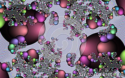 Purple pink blue bubbles geometries, abstract fractal, design Stock Photo