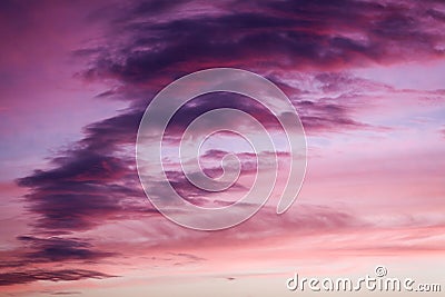 Purple and pink colors in sunset sky Stock Photo