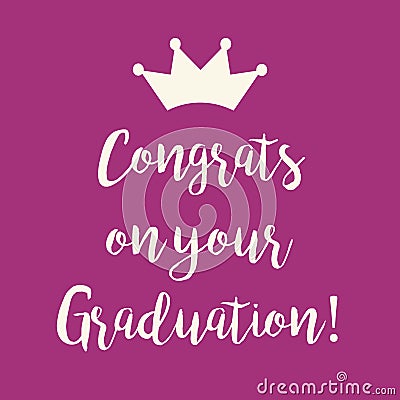 Purple pink Congrats on your Graduation greeting card Vector Illustration