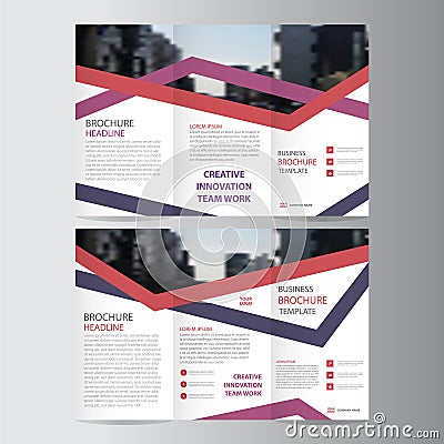 Purple pink red elegance business trifold business Leaflet Brochure Flyer template vector minimal flat design Vector Illustration