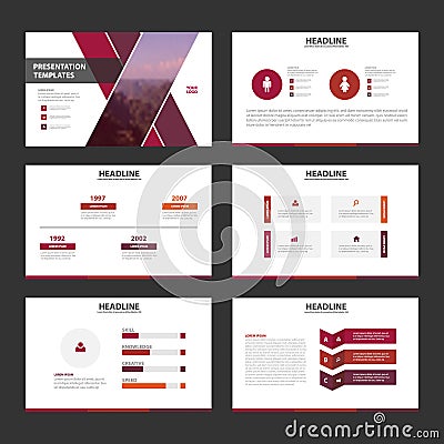 Purple pink red elegance business trifold business Leaflet Brochure Flyer template vector minimal flat design Vector Illustration