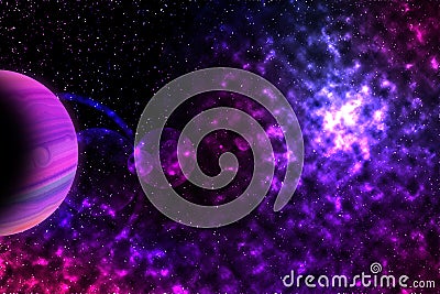 Purple Planet in spce Stock Photo