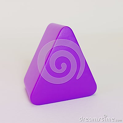 Purple plastic triangle shape toy block on white background Cartoon Illustration