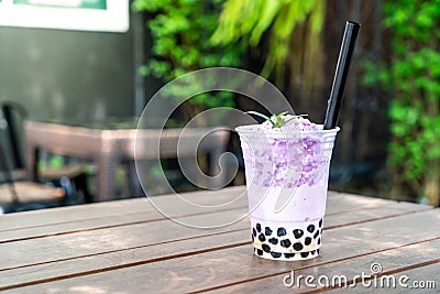 purple potatoes tea with bubble Stock Photo