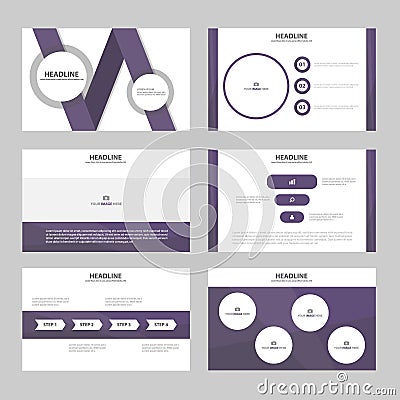 Purple presentation templates Infographic elements flat design set for brochure flyer leaflet marketing Vector Illustration