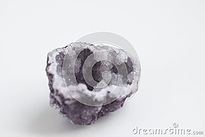 Purple quartz druse or geode mineral stone. Close up photo mineralogy and esotericism. Stock Photo