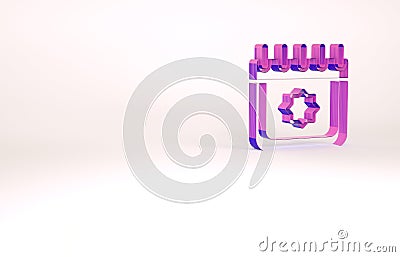 Purple Ramadan calendar icon isolated on white background. Ramadan kareem and Islamic symbols. Minimalism concept. 3d Cartoon Illustration