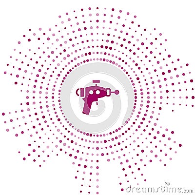 Purple Ray gun icon isolated on white background. Laser weapon. Space blaster. Abstract circle random dots. Vector Vector Illustration