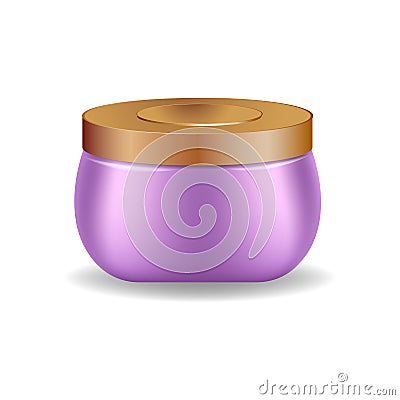 Purple realistic cosmetic jar on a white background Vector Illustration