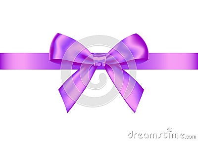 Purple realistic gift bow with horizontal ribbon Vector Illustration
