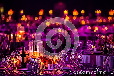 Decor for a large party or gala dinner Stock Photo