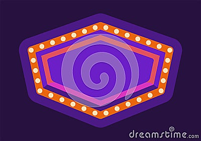 Purple retro marquee light frame flat illustration Vector Illustration