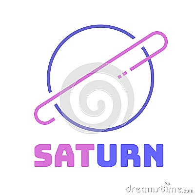 Purple Retro Saturn planet simple logo concept design Vector Illustration