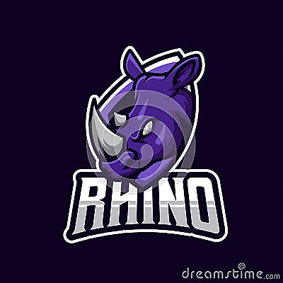 Purple Rhino Esport Logo Vector Illustration