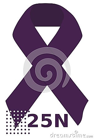 Purple ribbon of the International Day for the Elimination of Violence against Women on November 25th, against gender violence and Stock Photo