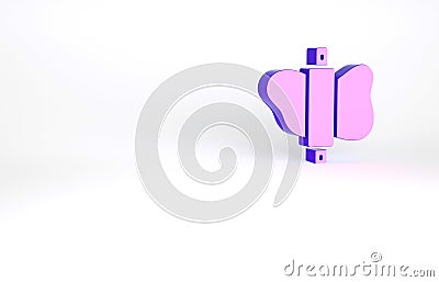 Purple Rolling pin on dough icon isolated on white background. Minimalism concept. 3d illustration 3D render Cartoon Illustration