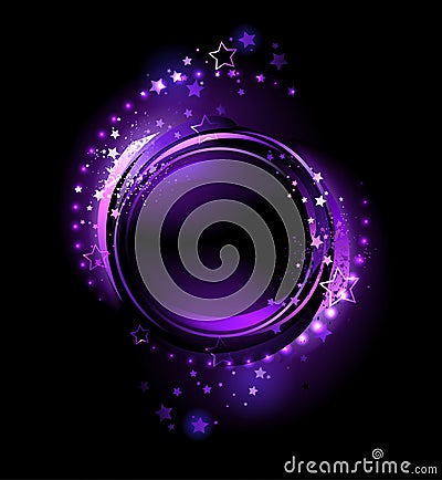 Purple round banner Vector Illustration