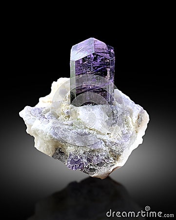 purple scapolite on matrix Mineral specimen from badakhshan afghanistan Stock Photo