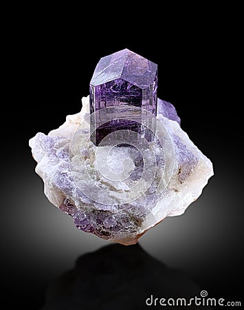 purple scapolite on matrix Mineral specimen from badakhshan afghanistan Stock Photo