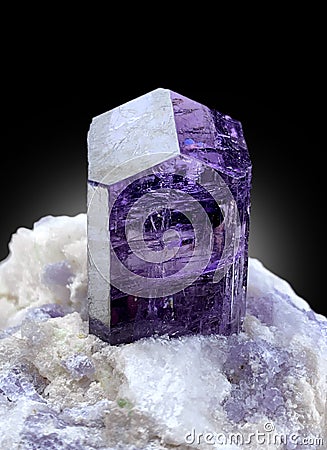 purple scapolite on matrix Mineral specimen from badakhshan afghanistan Stock Photo