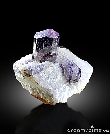 purple scapolite on matrix Mineral specimen from badakhshan afghanistan Stock Photo