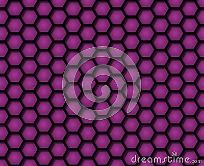 Purple seamless hexagonal pattern with black strokes Stock Photo