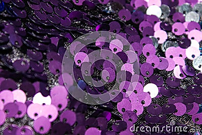 Purple sequins-sequins, a small shiny round scale Stock Photo