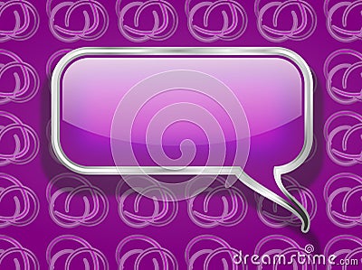Purple Speech Bubble on Retro Background Stock Photo
