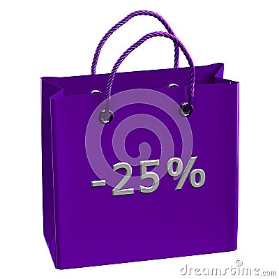 Purple shopping bag with word -25% Stock Photo