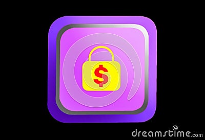 purple shopping icon illustration with dark background Cartoon Illustration
