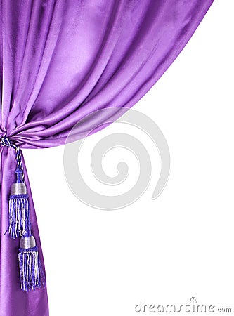 Purple silk curtain isolated on white Stock Photo