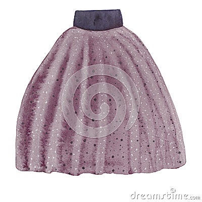 Purple skirt with frills Cartoon Illustration