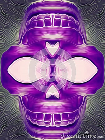 Purple skull with grey background Stock Photo