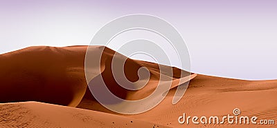 Purple sky and dark orange dunes. Desert landscape with contrast skies. Minimal abstract background. 3d rendering Stock Photo