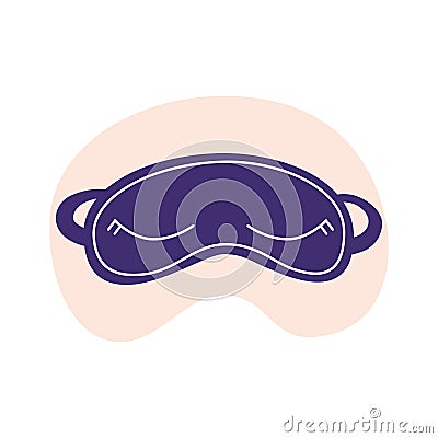 Purple sleeping mask. Flat vector illustration in trendy colors, isolated on a white background Cartoon Illustration