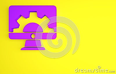 Purple Software, web development, programming concept icon isolated on yellow background. Programming language and Cartoon Illustration