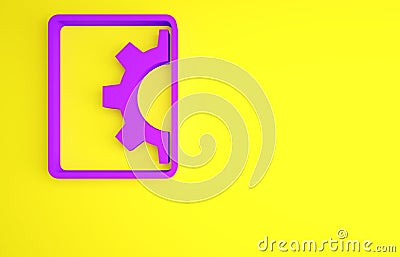 Purple Software, web development, programming concept icon isolated on yellow background. Programming language and Cartoon Illustration