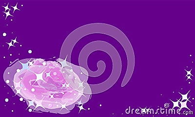 Purple space background with pink nebula and stars Vector Illustration