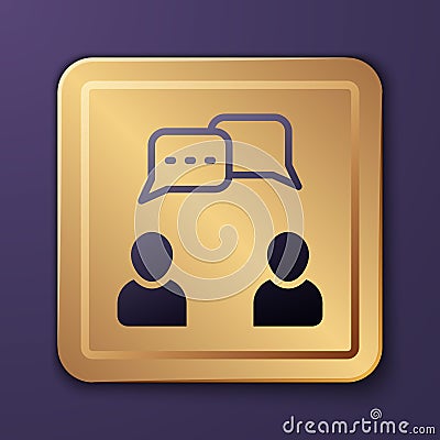 Purple Speech bubble chat icon isolated on purple background. Message icon. Communication or comment chat symbol. Gold Vector Illustration