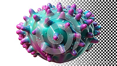 Purple spiky ball, abstract shape and textured design png transparent image Generative AI Stock Photo