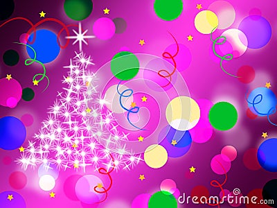 Purple Spots Background Means Dots And Sparkling Christmas Tree Stock Photo