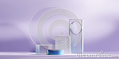 Purple stage podium mock up product display showcase 3d rendering Stock Photo