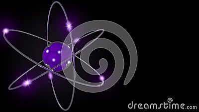 Purple stylized atom and electron orbits. 3d rendering Stock Photo