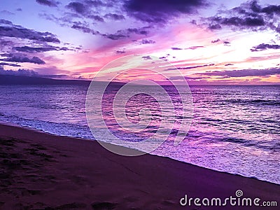 Purple Sunset Maui Stock Photo