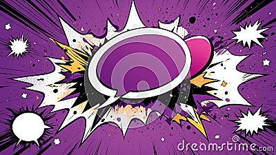 purple theme exploding pop speech bubble b ai generated Stock Photo